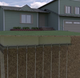 installation of a foundation peer that stabilizes sinking floors