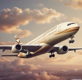 An airplane with Emirates branding is captured taxiing on a runway. The scene features a bright blue sky with scattered, fluffy clouds. In the foreground, a metal railing or fence is visible, partially obscuring the lower portion of the aircraft. The airport environment is visible in the distance.