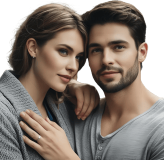 a man and woman standing next to each other