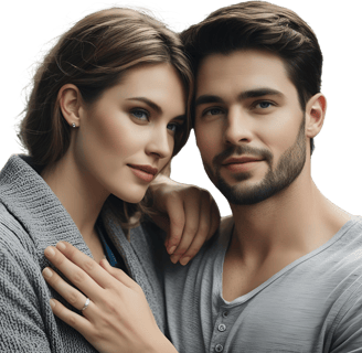 a man and woman standing next to each other