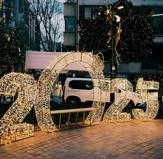 2025 of lights on a brick wall