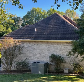 image of a residential shingle roof that is dirty with black streaks and bacteria growth