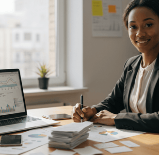 Smiling bookkeeper professional woman