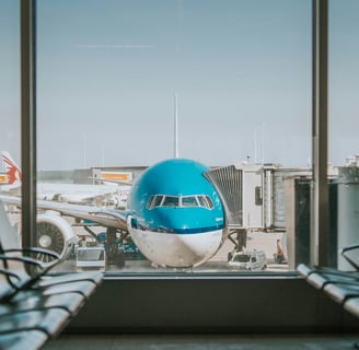 a plane is parked at the airport