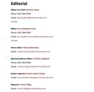 Investment Week editorial contacts list, 3rd December 2024