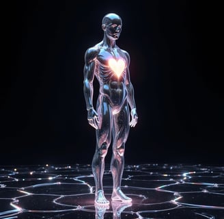 a man standing in a circle with a heart in the center