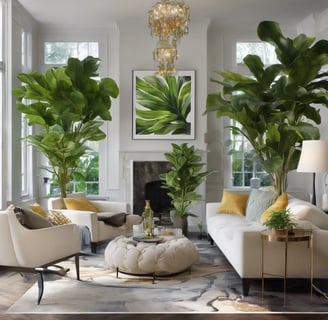 bright plant life in a living room