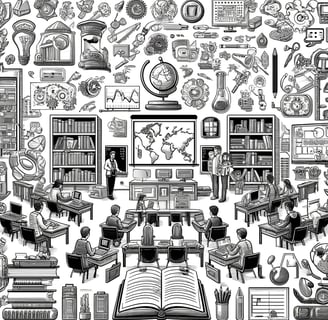 a classroom with a lot of different school supplies