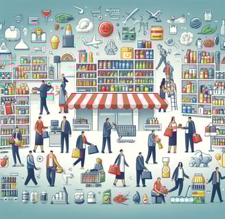 a group of people shopping in a store
