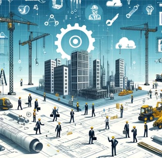 a group of people standing around a building