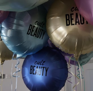 Cult beauty branded balloon