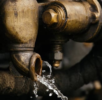 Water flowing out of a brass well fitting