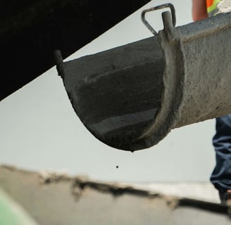 Cement truck spout about pour concrete