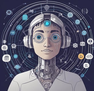 a robot - like robot with headphones and headphones