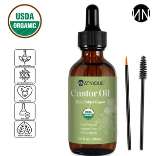natnique castor oil USDA organic 100% natural pure amber glass bottle 2 oz
