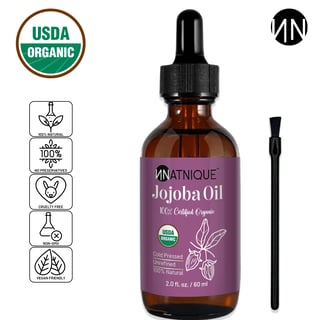 natnique jojoba oil USDA organic 100% natural pure amber glass bottle 2 oz