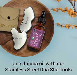natnique jojoba oil for gua sha massage stainless steel gua sha tool rosehip oil USDA organic