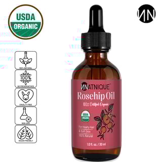 natnique rosehip oil USDA organic 100% natural pure amber glass bottle 1 oz