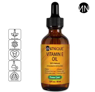natnique vitamin e oil 100% natural non-gmo pure amber glass bottle 1 oz