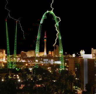 Part of the MGM Grand Adventures theme park around 1995. Fake lightning was added, colors enhanced.