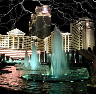 Caesars Palace Las Vegas with fake lightning