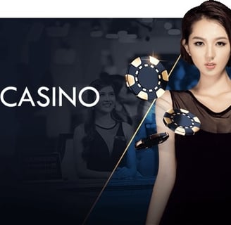 a woman holding a casino card and a casino card