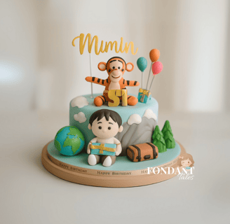 a cake with a tiger and a tiger cubby