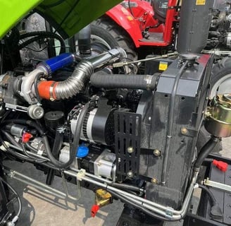 a tractor with a large engine and a large engine