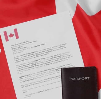 a passport case sitting on a canadian flag