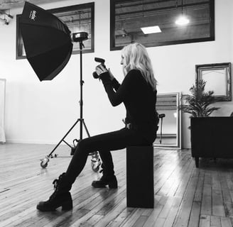 canadian artist & photographer Tanya Smith in studio capturing photos