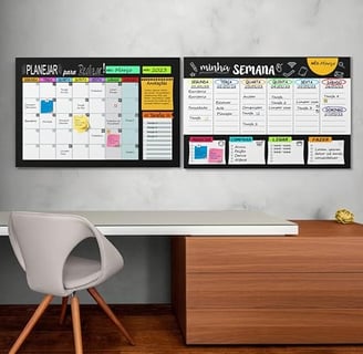 Quadro organizador semanal e mensal ideal para otimizar tarefas e manter a organização da casa
