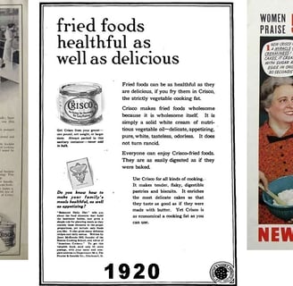 Crisco ads from 1915, 1920 and 1937