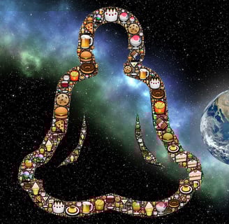 junk food yoga aura in space with earth in background