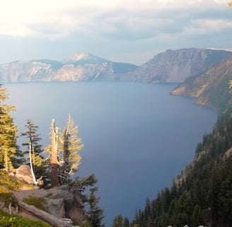 Waterfall Hwy, Oregon Travel - Crater Lake formed by a Mt Mazama volcano eruption
