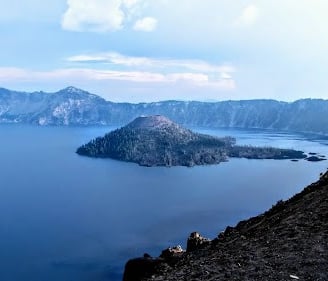 Waterfall Hwy, OR - Crater Lake is the 7th deepest in the world, with a little mountain island
