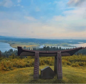 Oregon Coast - History & the Astoria Column, up the mountain with views of the river