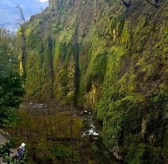 Columbia River Gorge Oregon - a canyon view from the Multnomah Falls trail