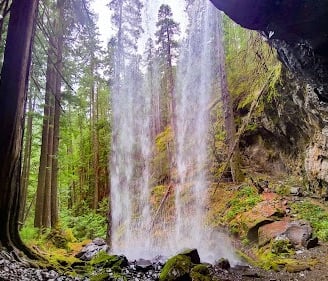 Waterfall Hwy, OR - View from behind Grotto Falls