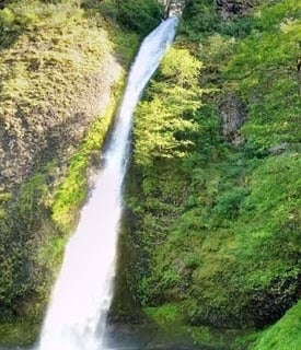 Columbia River Gorge - Horsetail Falls plummets into a pool at the bottom