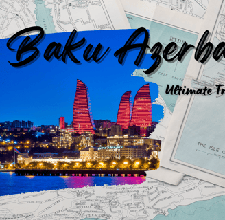 a map with picture of Baku city