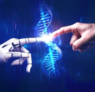 los dedos de un robot y un humano tocandose