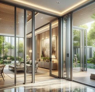 Pintu lipat aluminium kaca adalah pilihan yang sangat populer untuk memisahkan ruangan