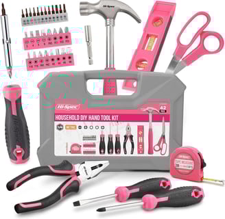 Introducing the Hi-Spec 42pc Pink Household DIY Tool Set: The Ultimate Dorm Essential