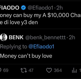 A screenshot of Efia Odo responding to an X user.