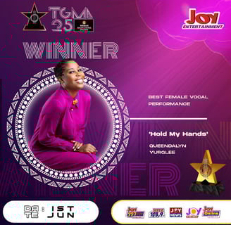 TGMA poster showing Queendalyn Yurglee as the winner of the Best Female Vocal Performance.