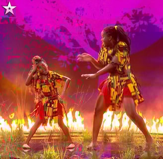 Afronita and Abigail at the finals of Britians Got Talent.