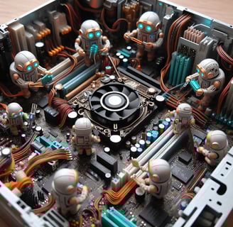 Robots building a computer - Just Kidding