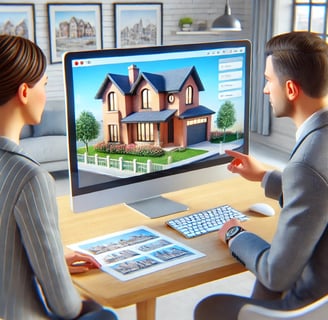 agente inmobiliario enseñando un tour virtual a un cliente