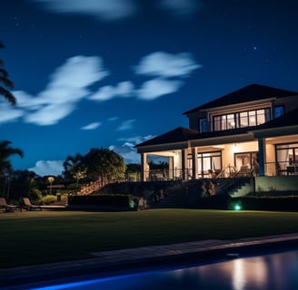 Barbados villa at night