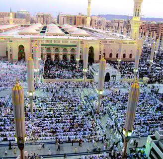 Iftar aux fidèles dans le Masjid Nabawi à Médine pendant le mois du Ramadan.